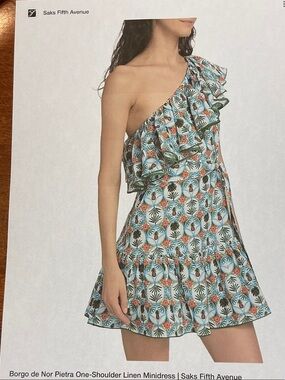 NWTS BORCO DE NOR PIETRA ONE-SHOULDER LINEN MINIDRESS